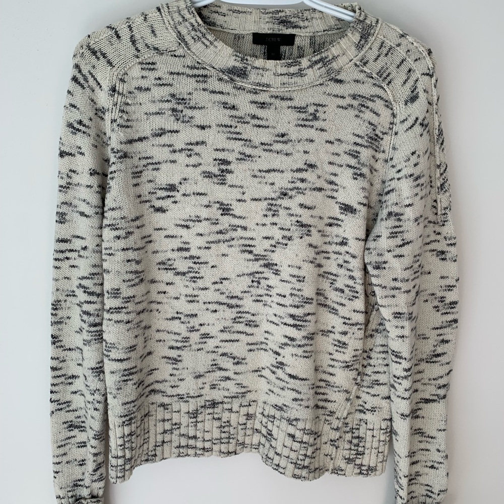 J. Crew Cream and Gray Knit Sweater